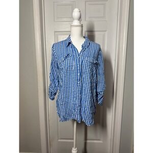 Talbots Blue Gingham Button-Up Shirt L